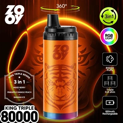 ZOOY KING 3-i-1 80000 Puff Indiúscartha E-toitíní: Ag Socrú Caighdeán Nua Tio...