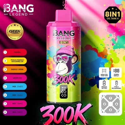Bang Legend 300K - Teorainneacha Marthanachta a Bhrú le haghaidh E-toitíní In...