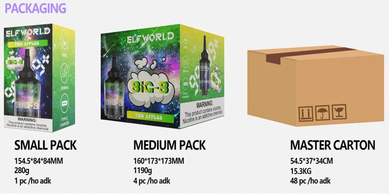 ELFWORLD DOUBLE MOUTHED GIANT HOOKAH 99999 packagng